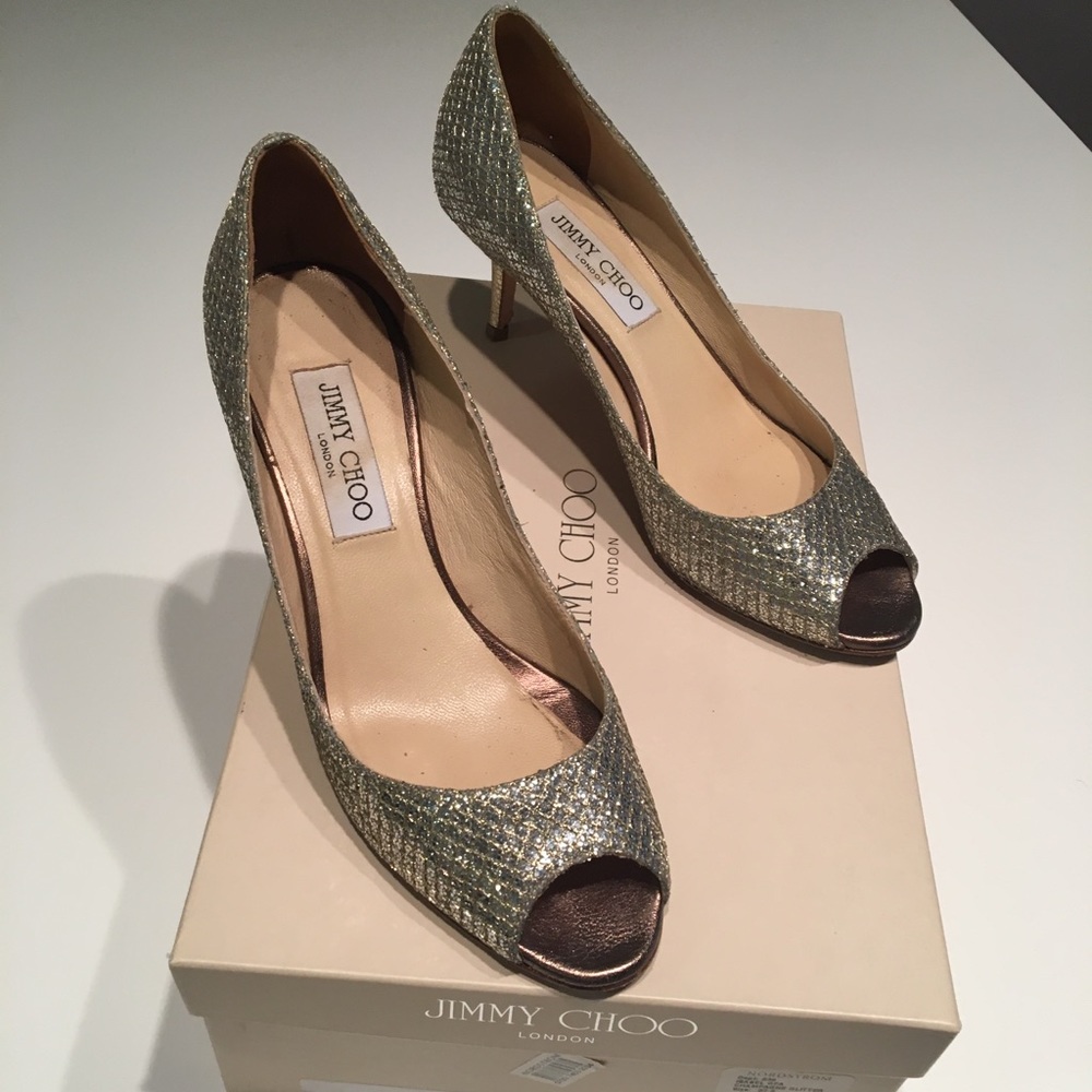 Jimmy Choo Champagne Glitter Isabel Pump size 37.5